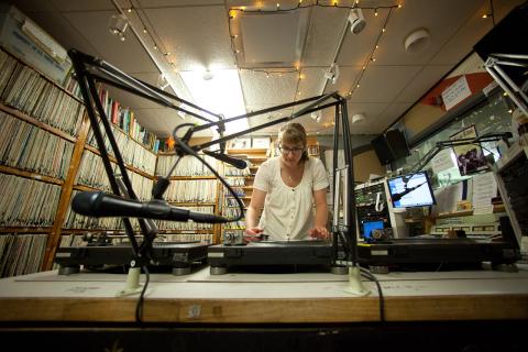An engineer at a radio station